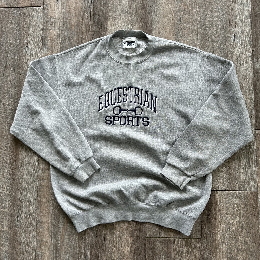 Vintage 90s Equestrian Embroidered Crewneck Sweatshirt M Horses Lee Sport Crew